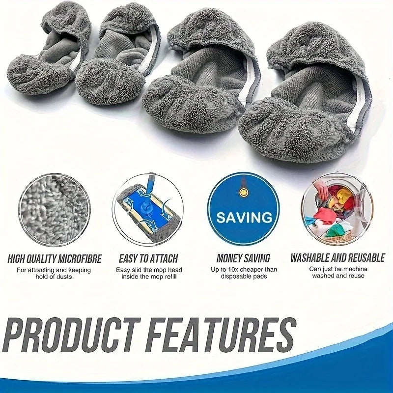 4pcs Reusable Washable Replacement Mop Pads – Durable Flat Floor Mop Cloths
