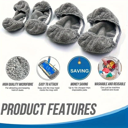 4pcs Reusable Washable Replacement Mop Pads – Durable Flat Floor Mop Cloths