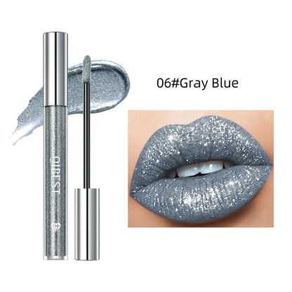 QIBEST Shimmer Lip Gloss 6 Colors Diamond Glitter Lip Tint