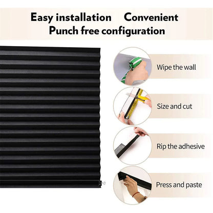 Self-Adhesive Pleated Blinds - Cordless Room Darkening Shades for Bathroom