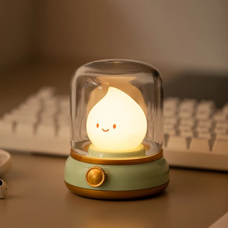 Mini LED Night Lamp Cute USB Rechargeable Cartoon Table Lamp