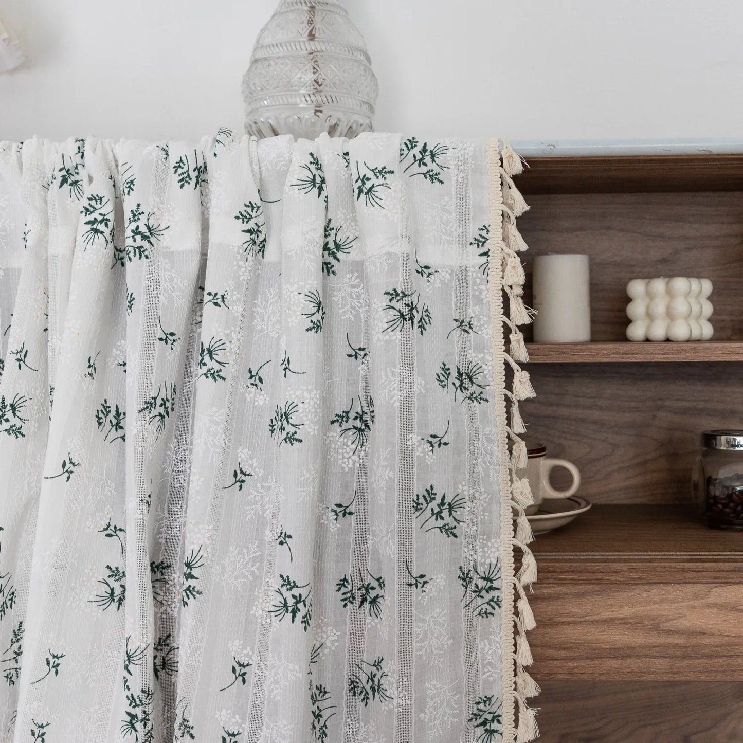 Korean Cotton Daisy Floral Curtains with Tassels