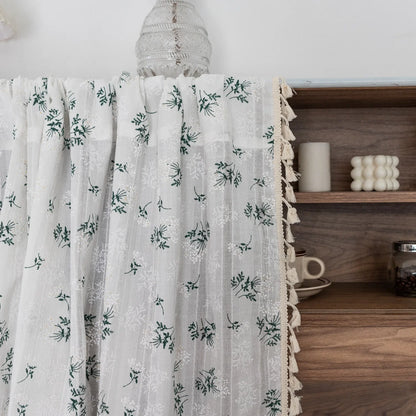 Korean Cotton Daisy Floral Curtains with Tassels