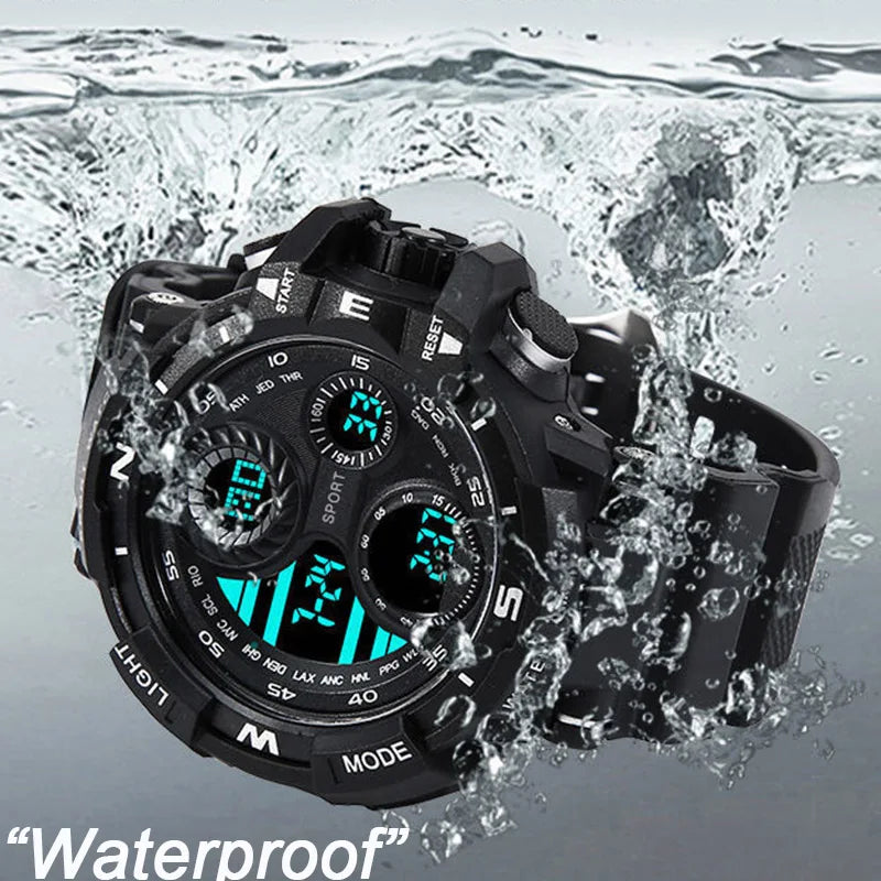 Men's Military Digital Sports Watch, Waterproof, Luminous Chronograph