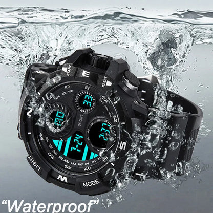 Men's Military Digital Sports Watch, Waterproof, Luminous Chronograph