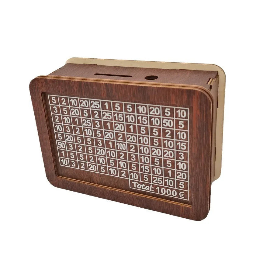 Wooden Euro Money Saving Box with Goal Tracker