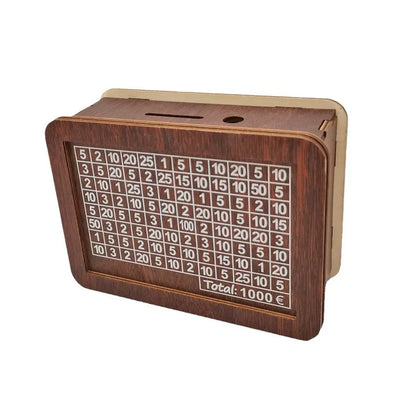 Wooden Euro Money Saving Box with Goal Tracker