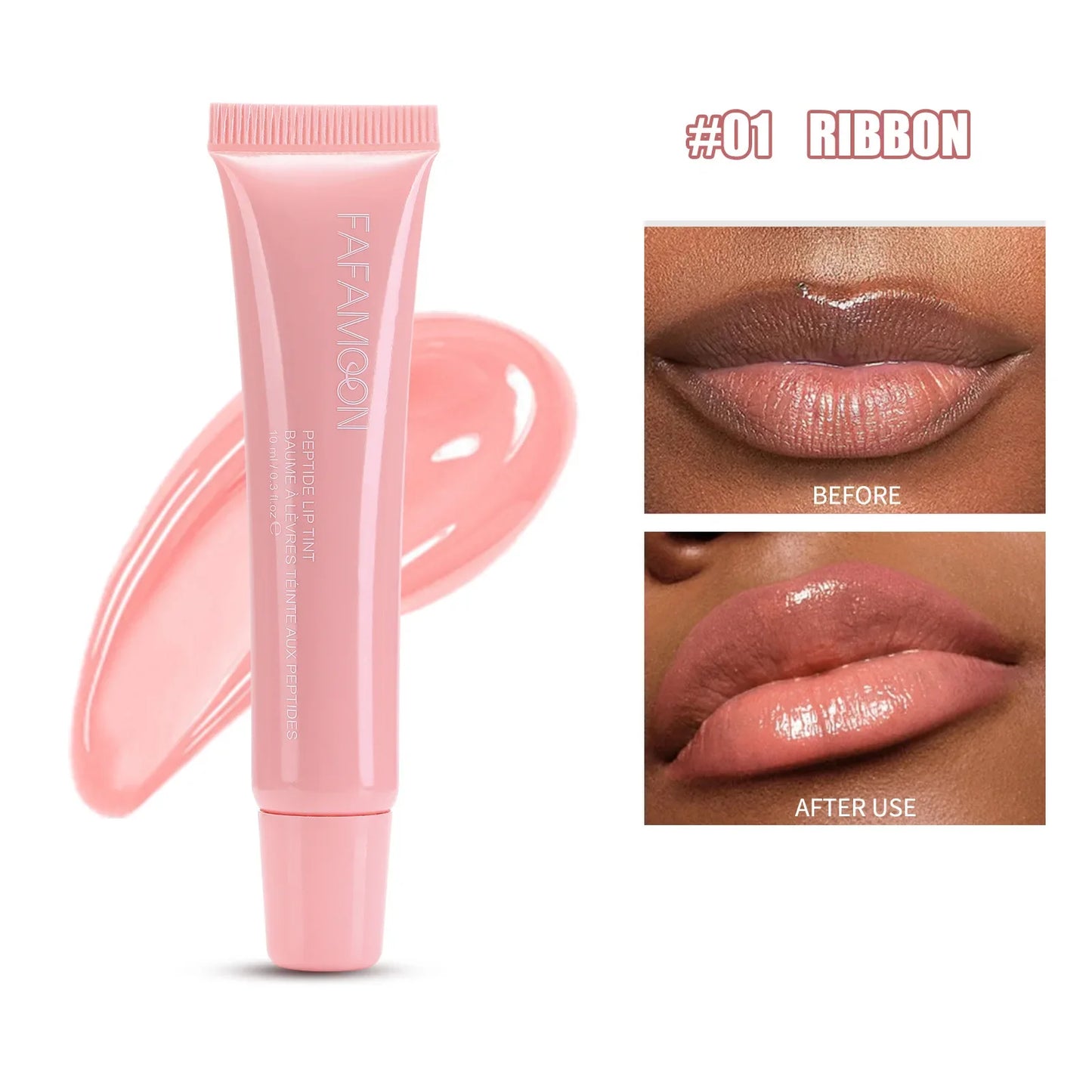 1pc Plumping Mirror Lip Gloss – Nude Brown, Transparent, Moisturizing Lip Oil