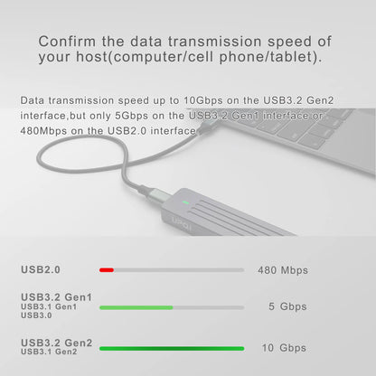 M.2 NVMe/SATA SSD Enclosure USB 3.2 Gen2 10Gbps Aluminum Case