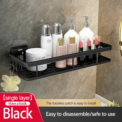 Stainless Steel Bathroom Storage Rack – Anti-Rust Suction Shower Organizer