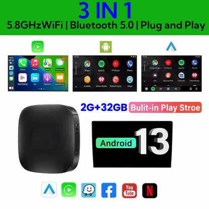 Android 13 Car AI Box – Wireless CarPlay & Android Auto Adapter