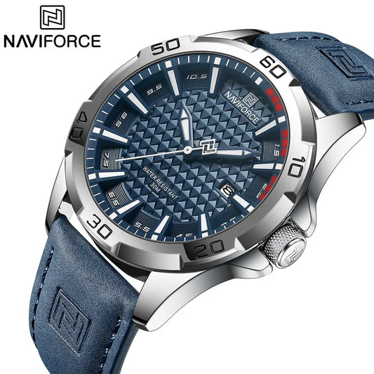 NAVIFORCE Men's Fashion Quartz Watch – Leather Strap, Waterproof, Calendar