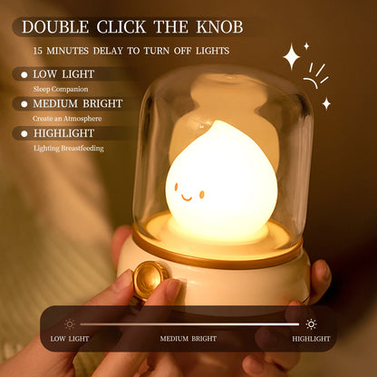 Mini LED Night Lamp Cute USB Rechargeable Cartoon Table Lamp