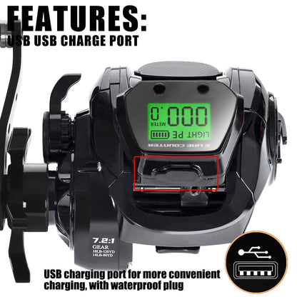 SAMOLLA High-Speed Baitcasting Fishing Reel with LED Screen