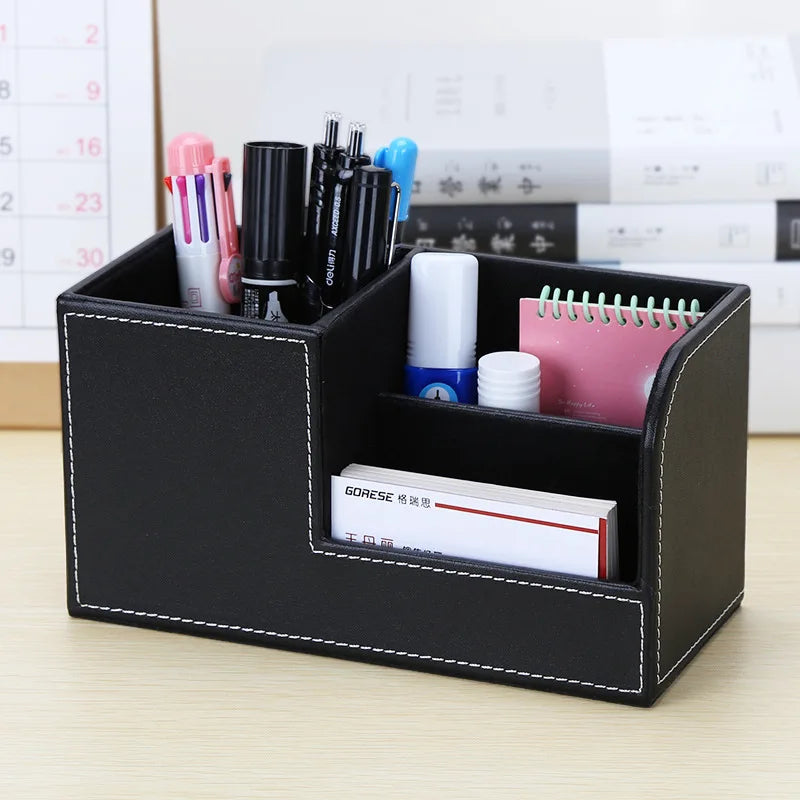 Leather PU Pen Holder – Multifunctional Storage Box