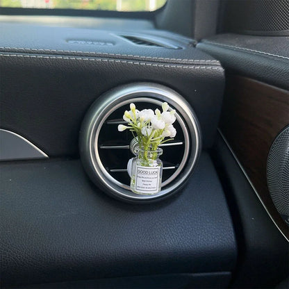 Car Air Vent Flower Clip – Simulated Jasmine & Baby’s Breath Decor