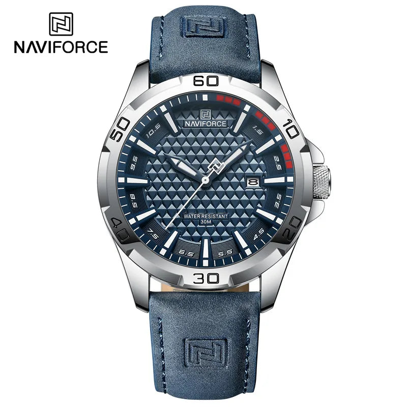 NAVIFORCE Men's Fashion Quartz Watch – Leather Strap, Waterproof, Calendar