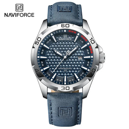 NAVIFORCE Men's Fashion Quartz Watch – Leather Strap, Waterproof, Calendar