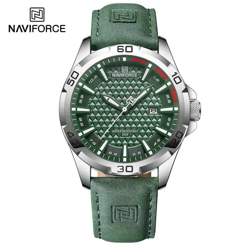 NAVIFORCE Men's Fashion Quartz Watch – Leather Strap, Waterproof, Calendar