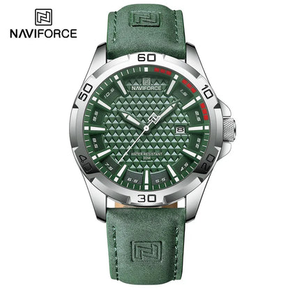 NAVIFORCE Men's Fashion Quartz Watch – Leather Strap, Waterproof, Calendar