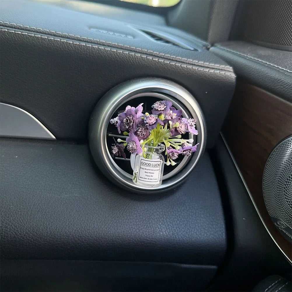Car Air Vent Flower Clip – Simulated Jasmine & Baby’s Breath Decor