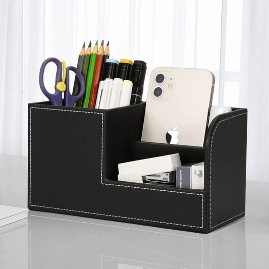 Leather PU Pen Holder – Multifunctional Storage Box