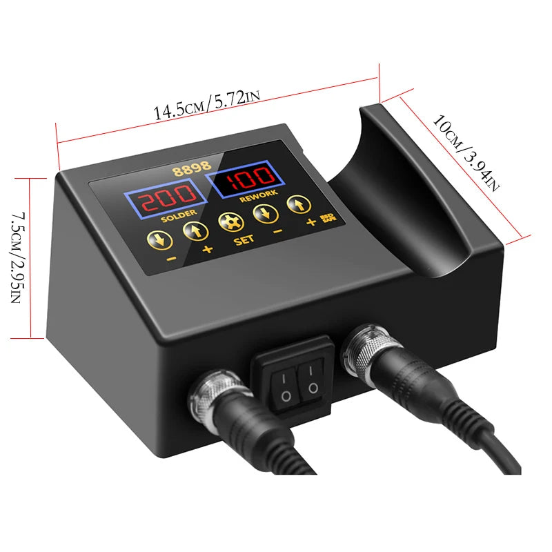 8898 SMD 2-in-1 Soldering Station Hot Air & Iron LCD