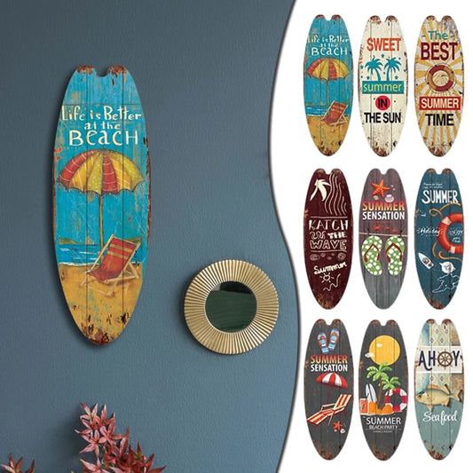 Vintage Surfboard Door Sign – Beach Ocean Theme Wall Decor
