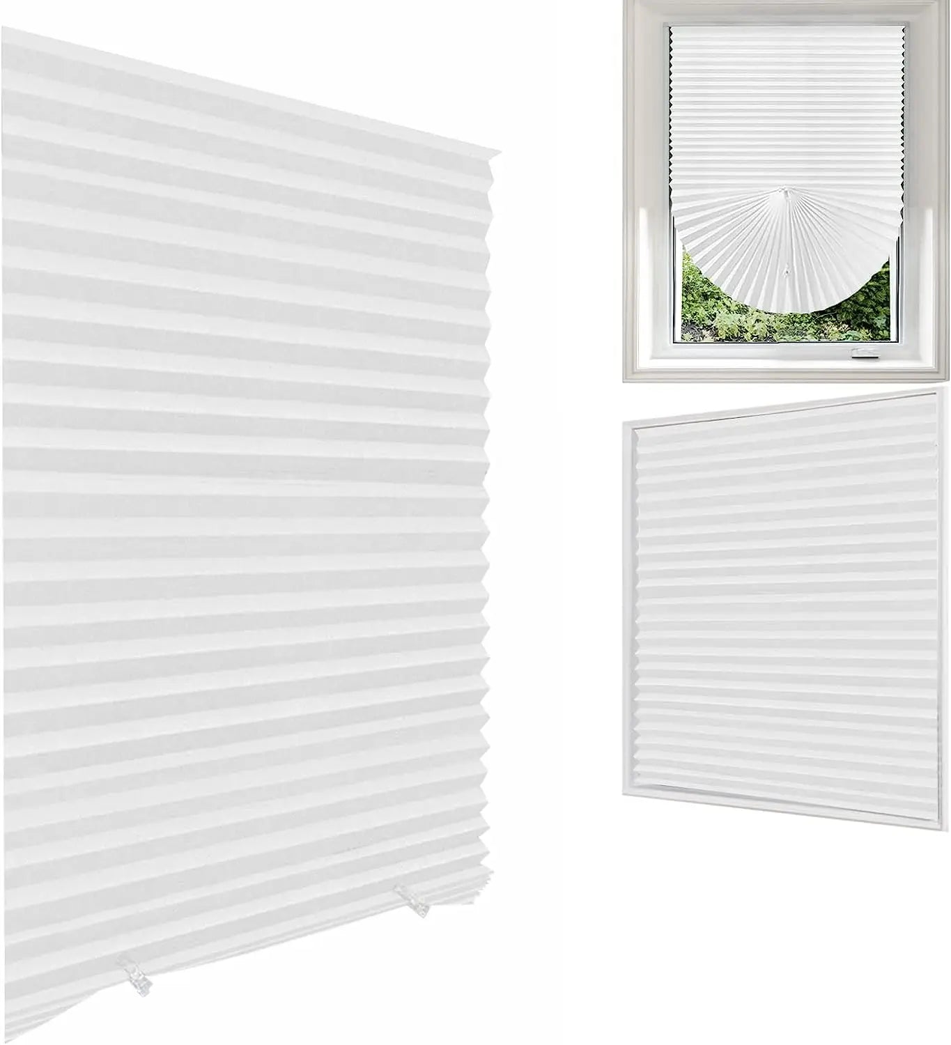Self-Adhesive Pleated Blinds - Cordless Room Darkening Shades for Bathroom