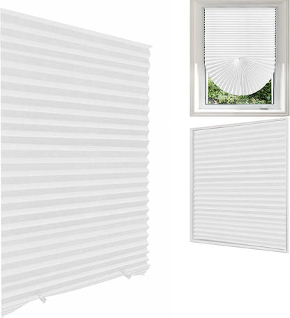 Self-Adhesive Pleated Blinds - Cordless Room Darkening Shades for Bathroom