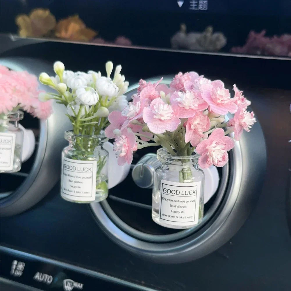 Car Air Vent Flower Clip – Simulated Jasmine & Baby’s Breath Decor