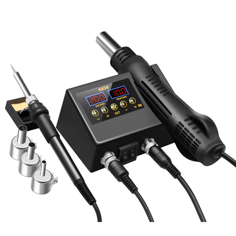 8898 SMD 2-in-1 Soldering Station Hot Air & Iron LCD
