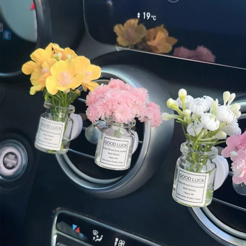 Car Air Vent Flower Clip – Simulated Jasmine & Baby’s Breath Decor