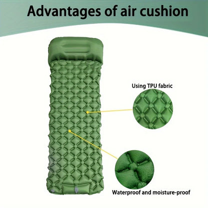 Ultralight Inflatable Camping Mattress with Built-in Pump & Pillow