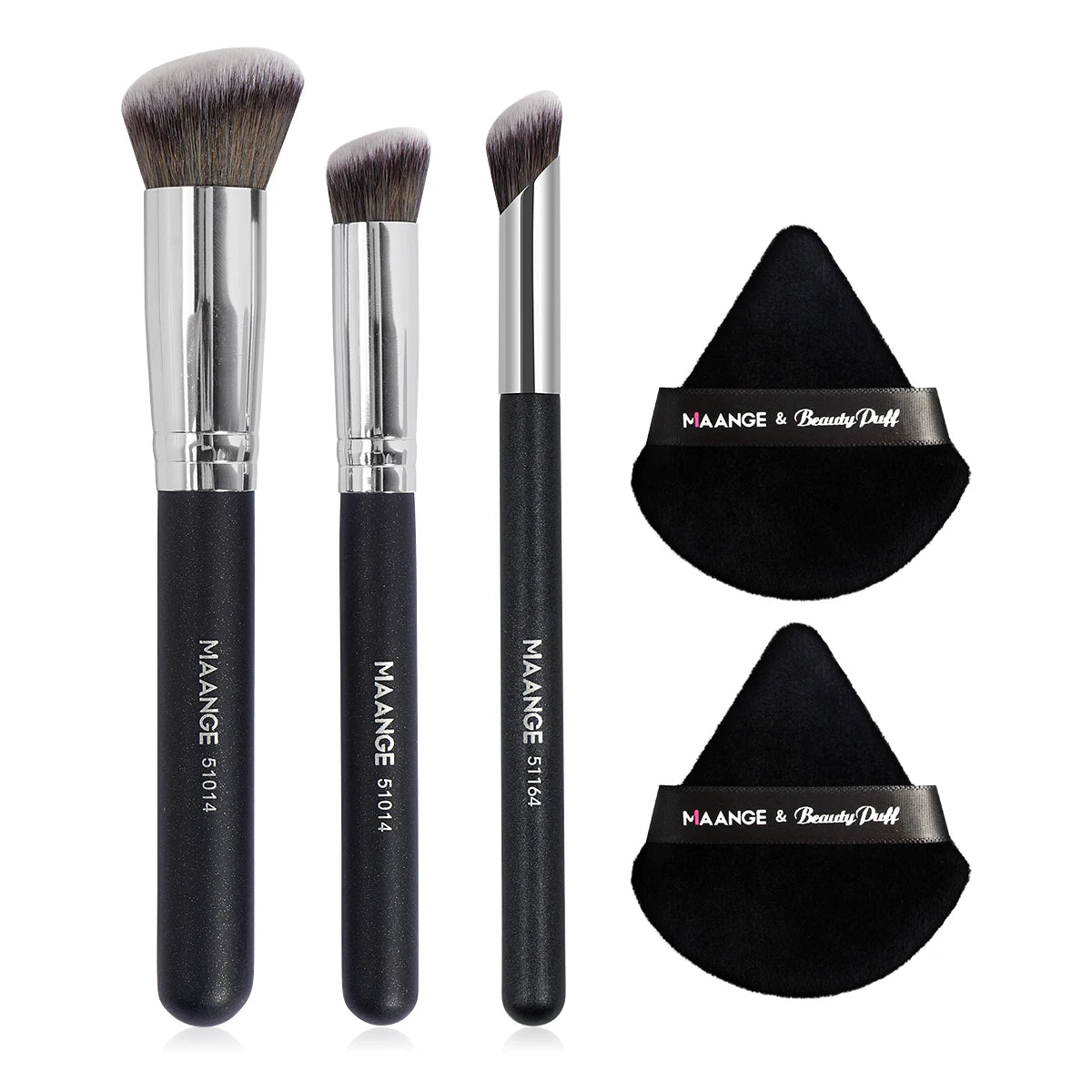 Maange 5-Piece Makeup Brush & Puff Set – Concealer, Eyeshadow, Blending Tools