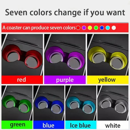 LED Car Cup Holder Coasters – 7-Color Light Sensor Interior Mats