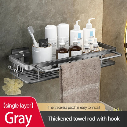 Stainless Steel Bathroom Storage Rack – Anti-Rust Suction Shower Organizer