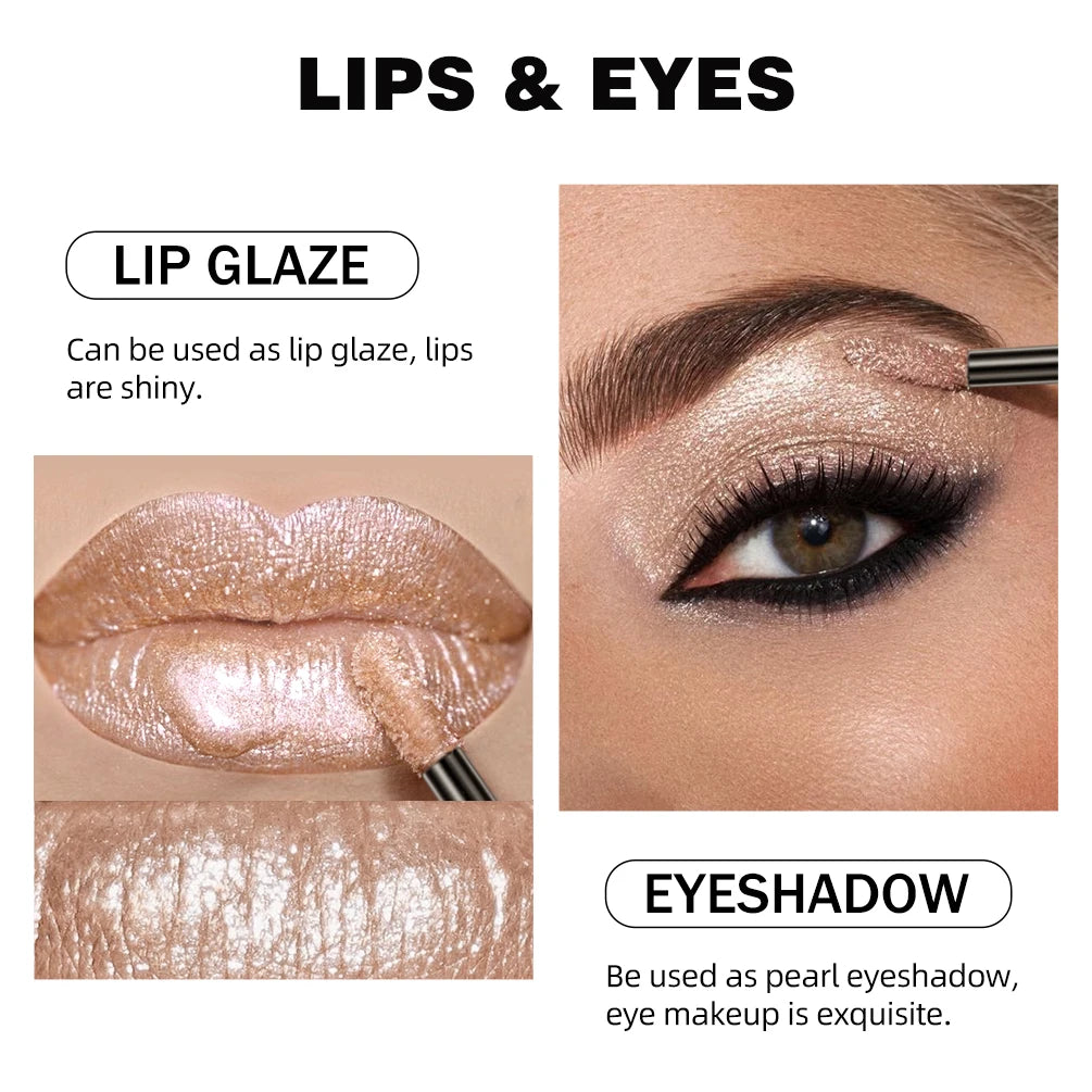 QIBEST Shimmer Lip Gloss 6 Colors Diamond Glitter Lip Tint