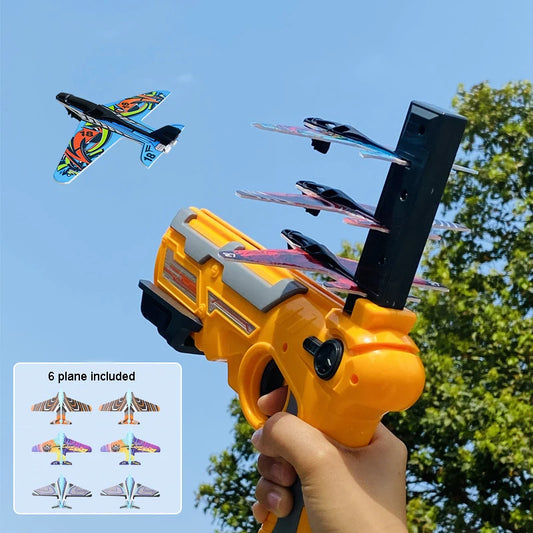 Airplane Launcher Catapult Set – 6 Planes & Bubble Shooter Toy