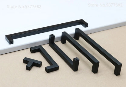Square Black Stainless Steel Cabinet Handles