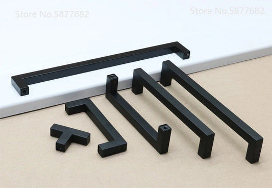 Square Black Stainless Steel Cabinet Handles