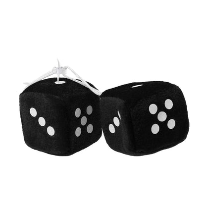 2PCS Fuzzy Dice Car Mirror Hanger – Soft Plush Interior Decor