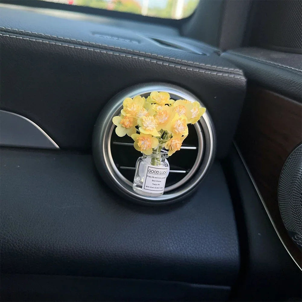 Car Air Vent Flower Clip – Simulated Jasmine & Baby’s Breath Decor