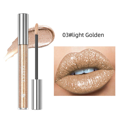 QIBEST Shimmer Lip Gloss 6 Colors Diamond Glitter Lip Tint
