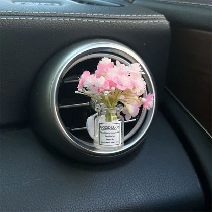 Car Air Vent Flower Clip – Simulated Jasmine & Baby’s Breath Decor