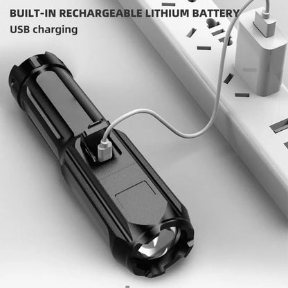 High Power LED Flashlight with USB Rechargeable & Zoomable Feature