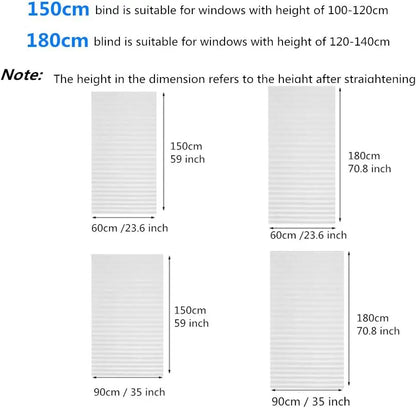 Self-Adhesive Pleated Blinds - Cordless Room Darkening Shades for Bathroom