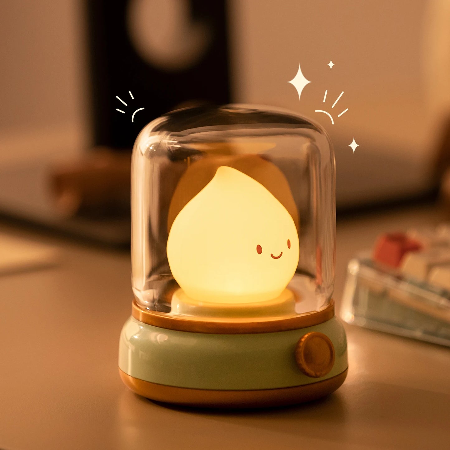 Mini LED Night Lamp Cute USB Rechargeable Cartoon Table Lamp