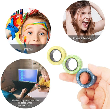 3pcs Colorful Finger Magnetic Rings for Stress Relief