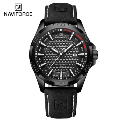 NAVIFORCE Men's Fashion Quartz Watch – Leather Strap, Waterproof, Calendar